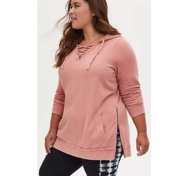 torrid Tops - Torrid Pink Side Zip Hoodie Sweatshirt, Size 3x